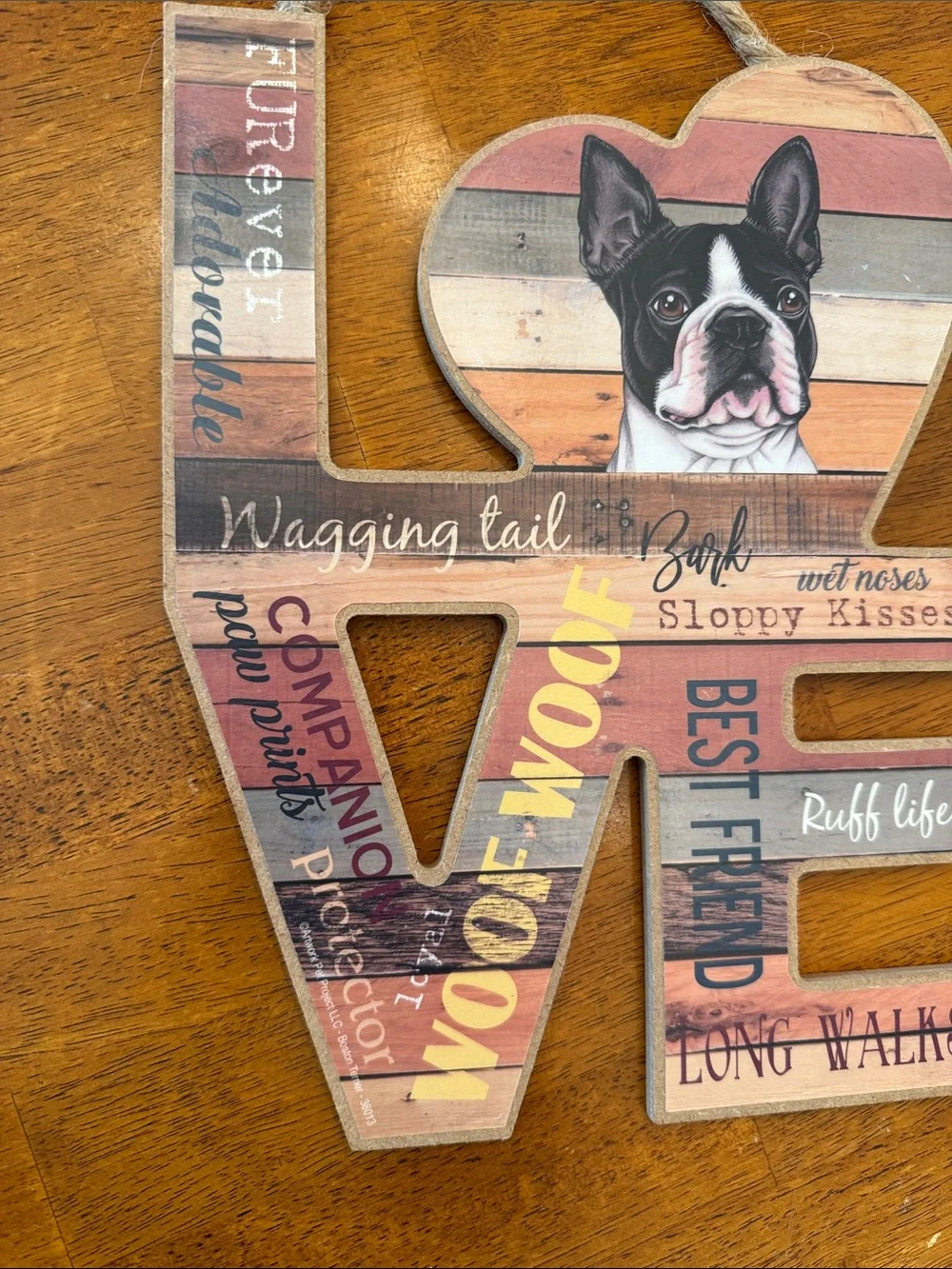 Love Paw Prints Wall Sign - Rustic Multicolor Dog Decor